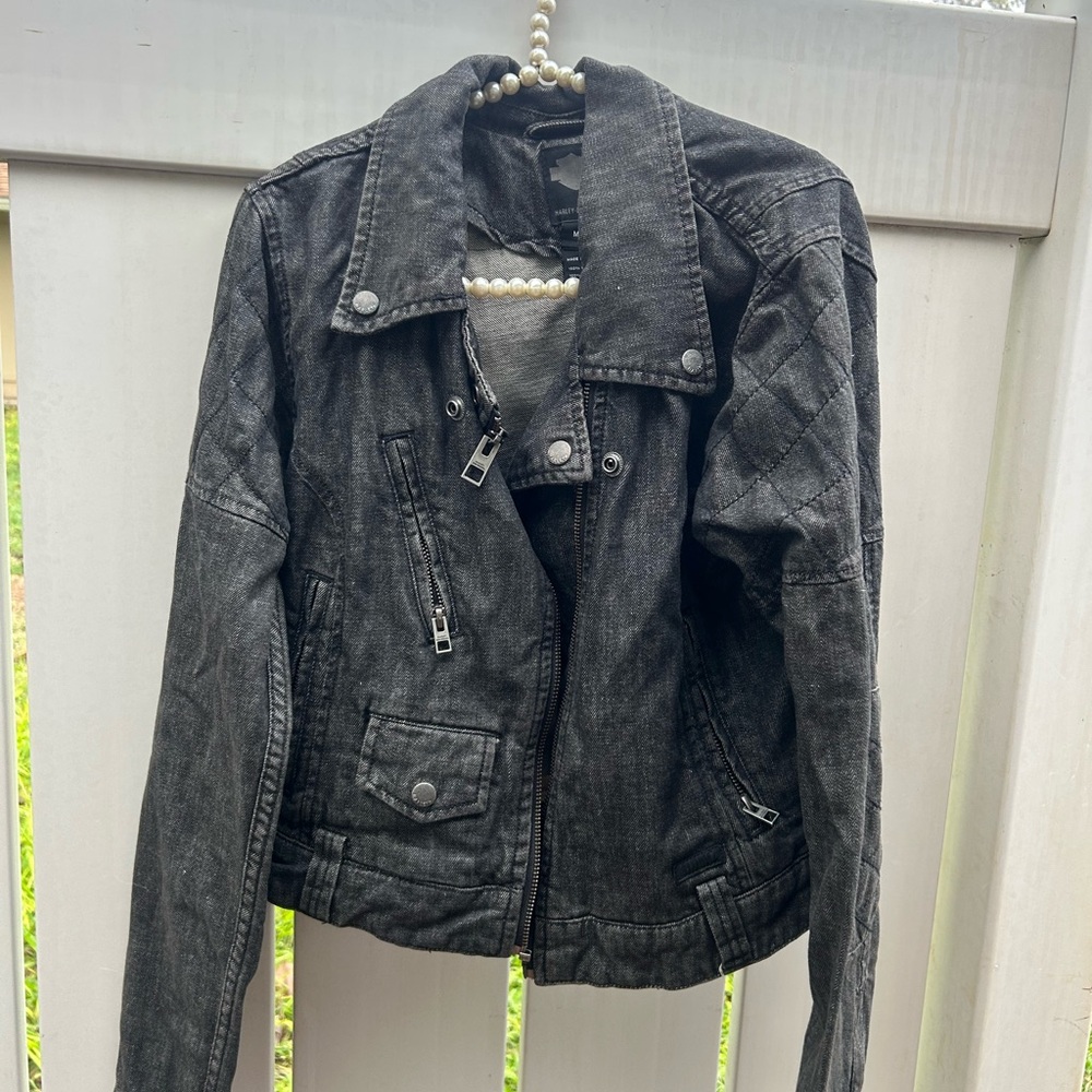Harley-Davidson Charcoal Jean Jacket Sz m petite